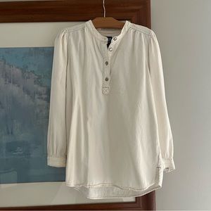 GAP Denim half button long sleeves cream shirt